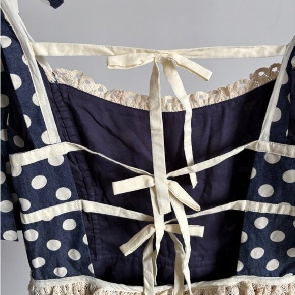 $229 Blue NWOT For Love And Lemons “Dolly” Dot Mini Dress Sz Small - Picture 10 of 16
